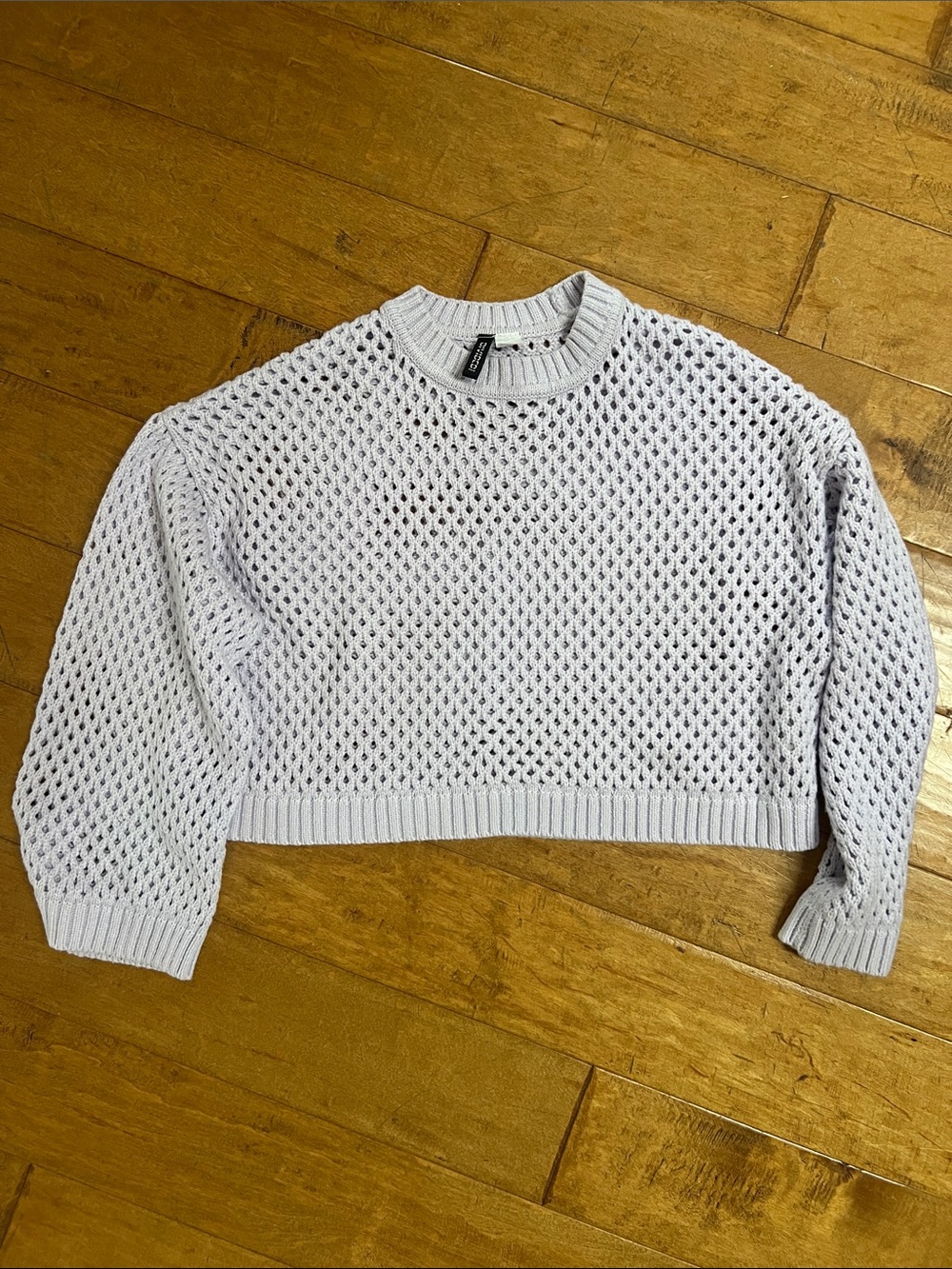 H&M Lavender Open-Knit Cropped Sweater